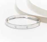 Affinity Diamonds Sterling Silver 3-Stone Hinge Bangle Bracelet Average
